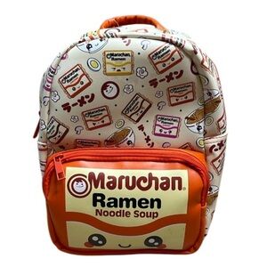 Maruchan Ramen Noodle Soup Mini Backpack Mad Engine NWT Orange Cream Print Zip